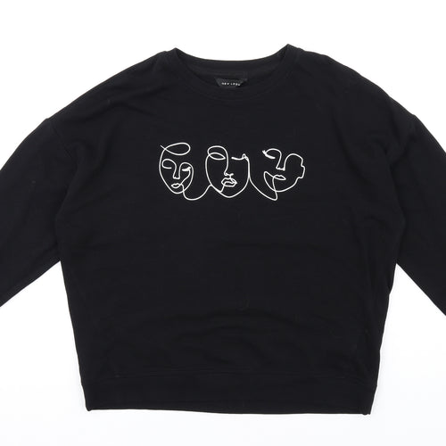 New Look Womens Black Cotton Pullover Sweatshirt Size S Pullover