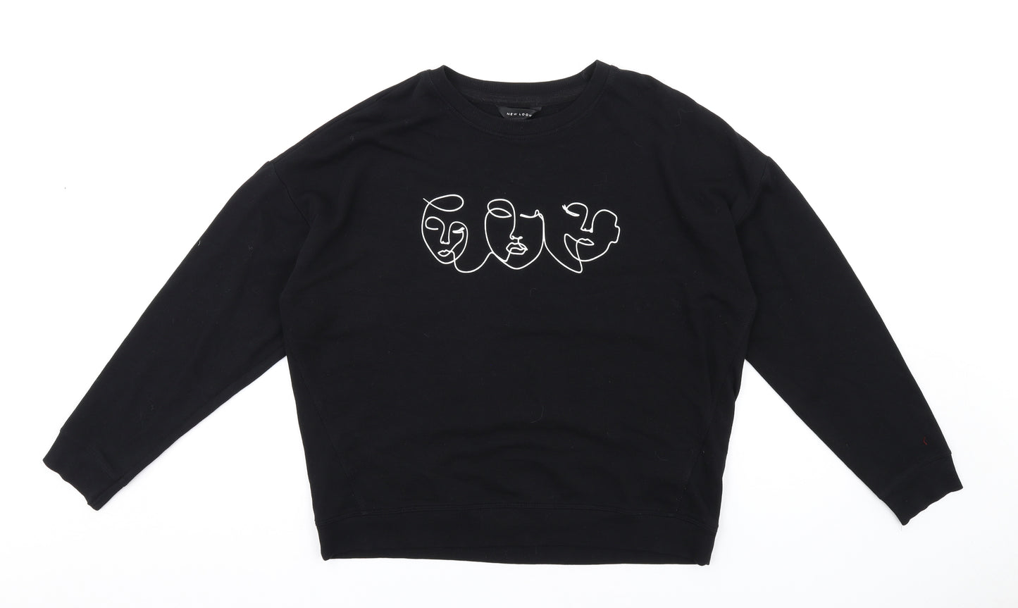 New Look Womens Black Cotton Pullover Sweatshirt Size S Pullover