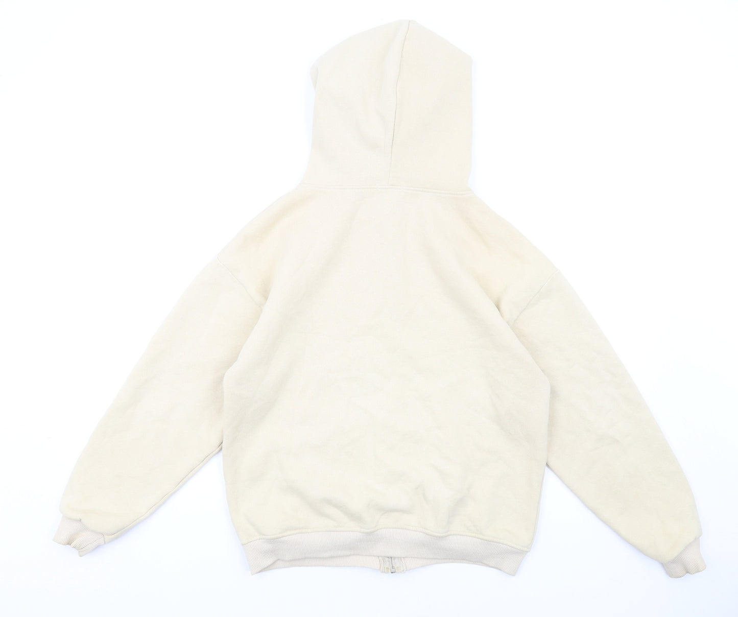 PRETTYLITTLETHING Womens Beige Cotton Full Zip Hoodie Size 4 Zip