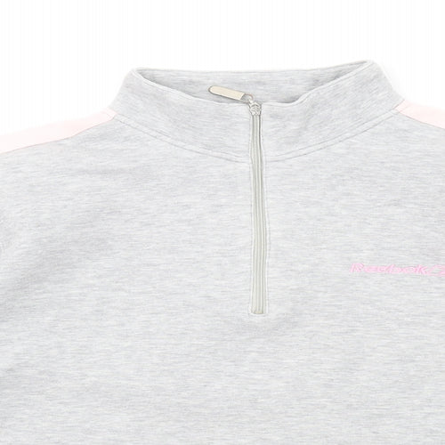 Reebok Womens Grey Polyester Pullover Sweatshirt Size L Zip