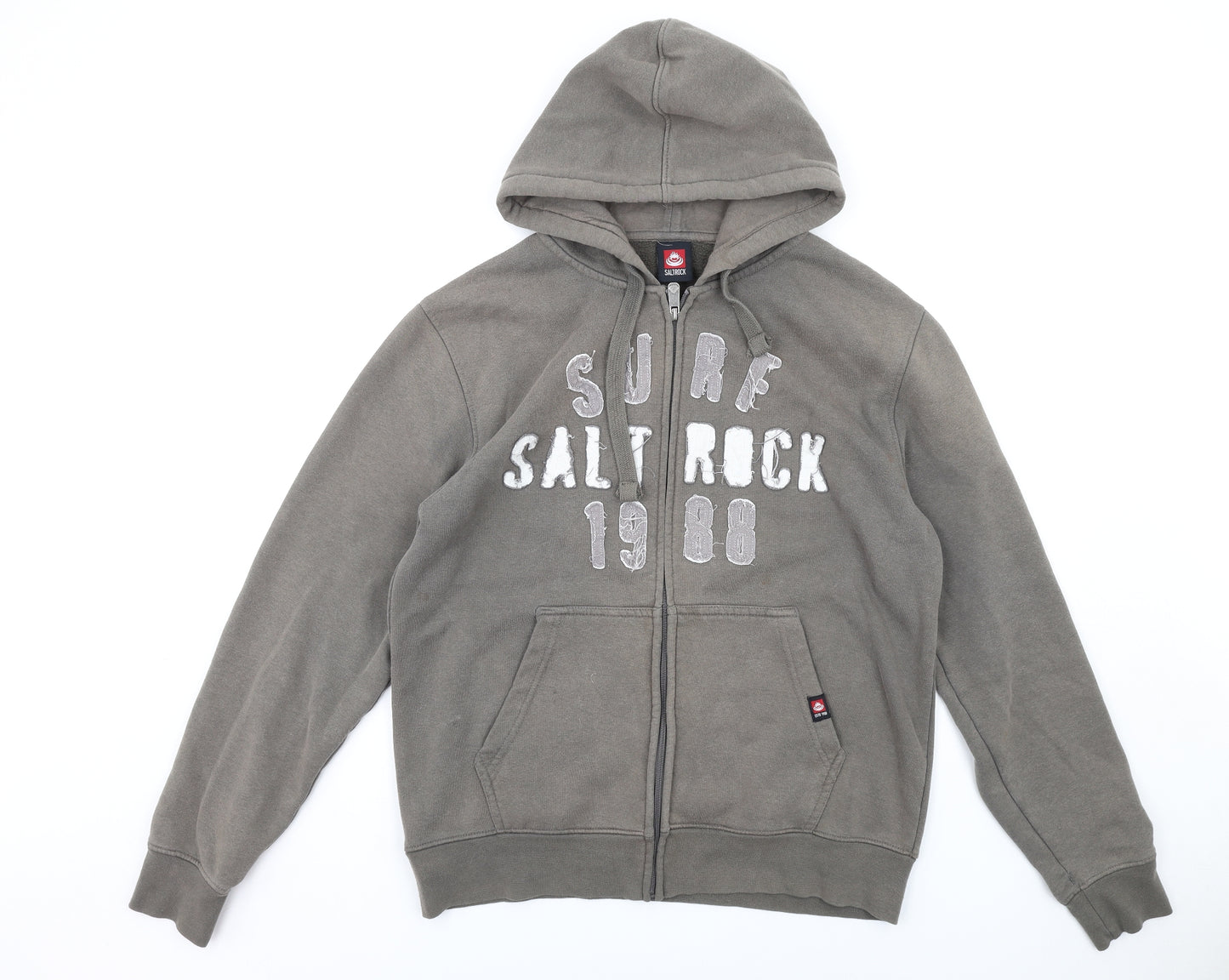 Saltrock Mens Green Cotton Full Zip Hoodie Size L
