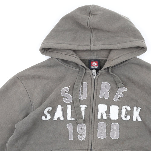 Saltrock Mens Green Cotton Full Zip Hoodie Size L