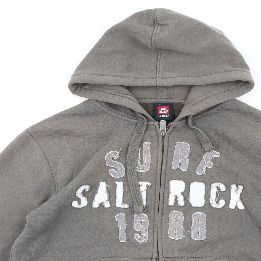 Saltrock Mens Green Cotton Full Zip Hoodie Size L