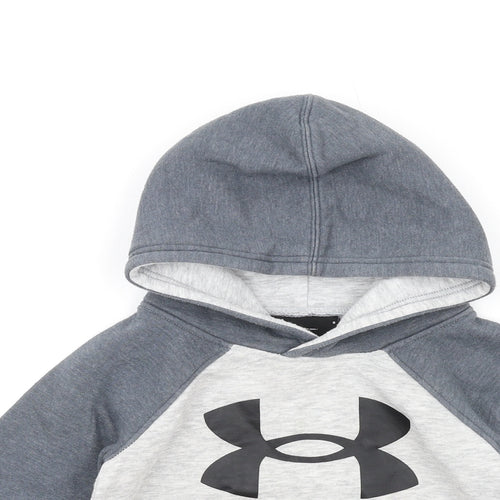 Under armour Boys Grey Cotton Pullover Hoodie Size 5 Years Pullover