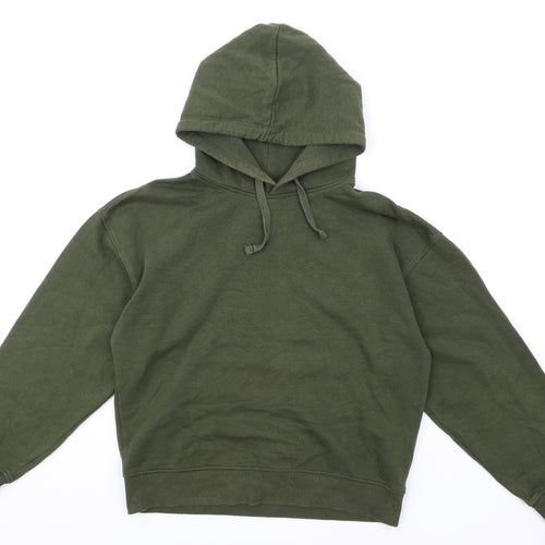 Zara Womens Green Cotton Pullover Hoodie Size S Pullover
