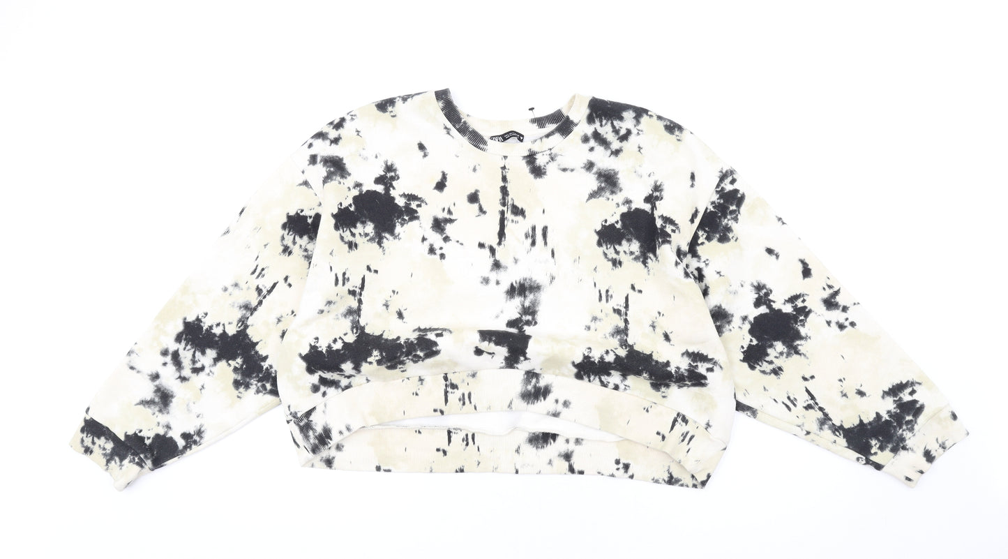 Zara Womens Beige Cotton Pullover Sweatshirt Size L Pullover - Tie Dye