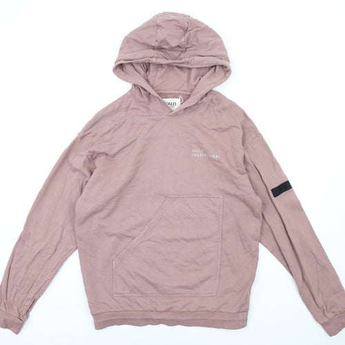 Halo Mens Pink Cotton Pullover Hoodie Size M