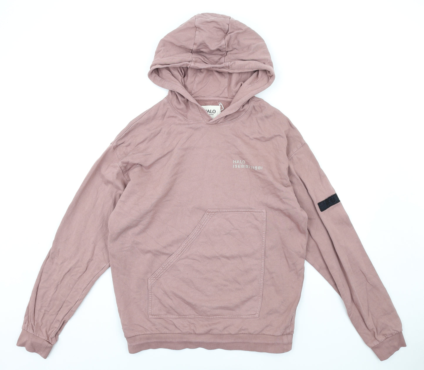 Halo Mens Pink Cotton Pullover Hoodie Size M
