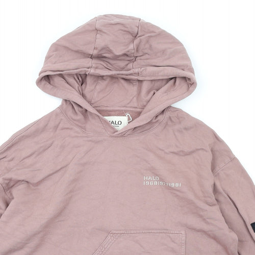 Halo Mens Pink Cotton Pullover Hoodie Size M