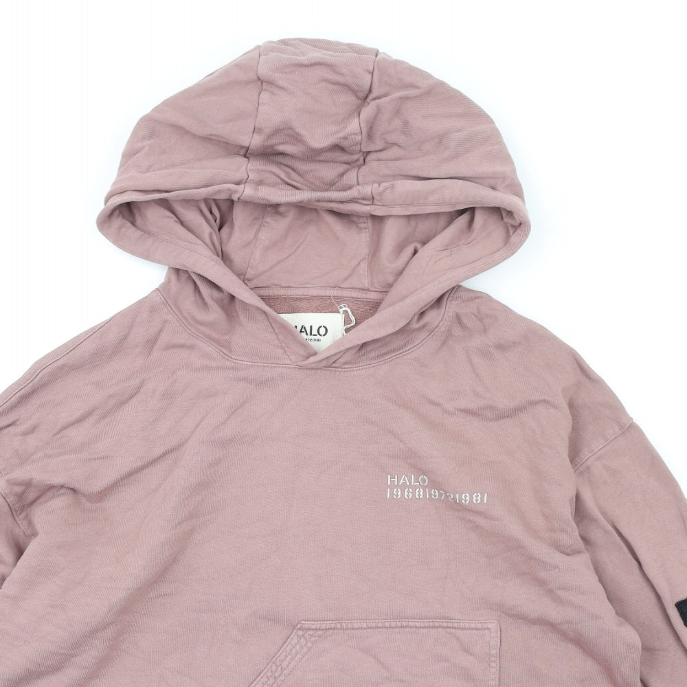 Halo Mens Pink Cotton Pullover Hoodie Size M
