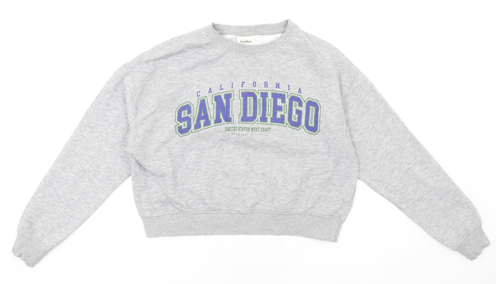 Pull&Bear Womens Grey Cotton Pullover Sweatshirt Size S Pullover
