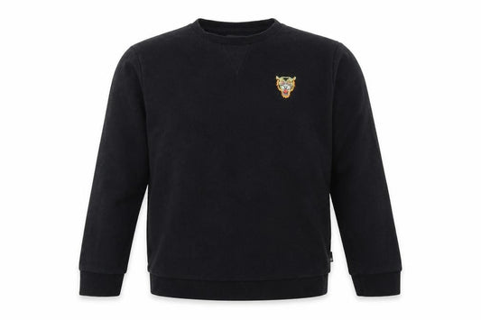 Front view of Burton men’s black cotton pullover sweatshirt, size M