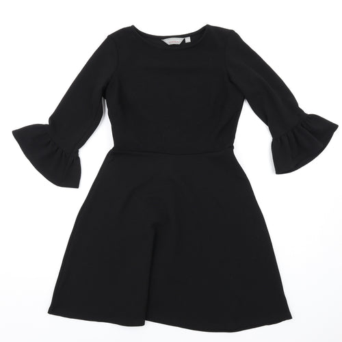 Dorothy Perkins Womens Black Polyester A-Line Size 6 Round Neck Pullover