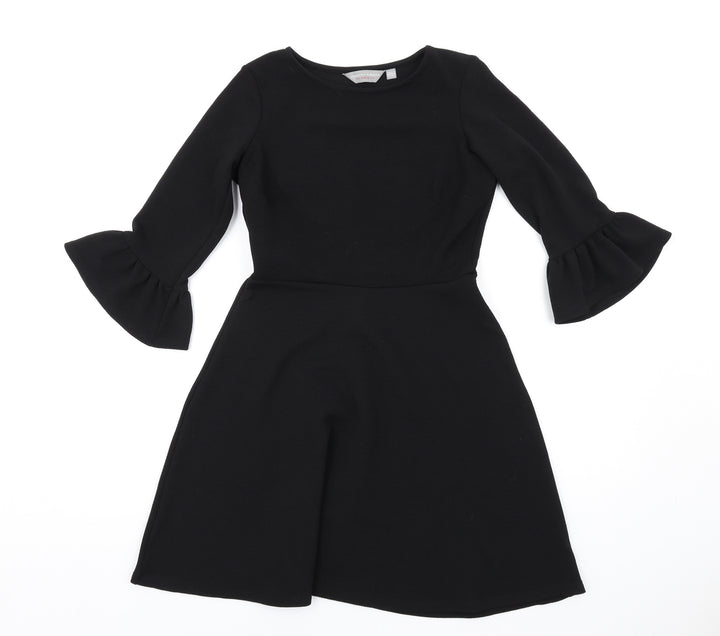 Dorothy Perkins Womens Black Polyester A-Line Size 6 Round Neck Pullover