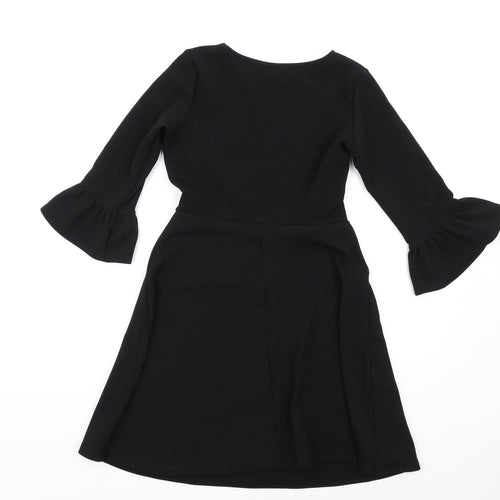 Dorothy Perkins Womens Black Polyester A-Line Size 6 Round Neck Pullover