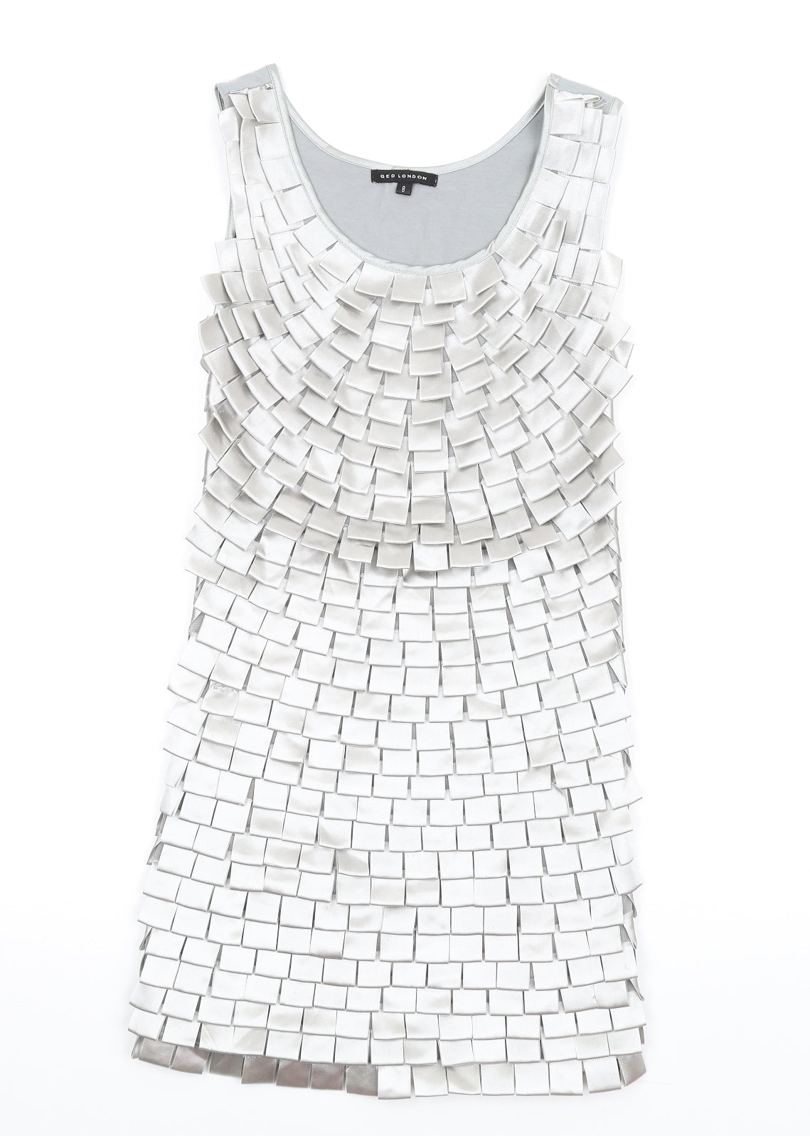 QED London Womens Silver Polyester Tank Dress Size 8 Round Neck Pullover