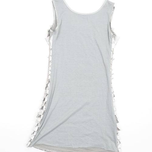 QED London Womens Silver Polyester Tank Dress Size 8 Round Neck Pullover