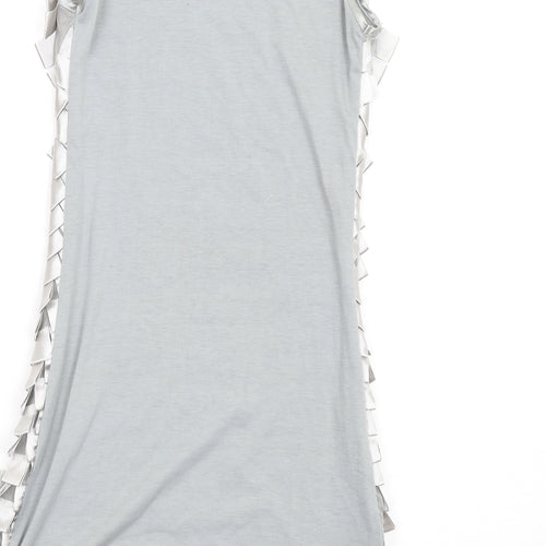 QED London Womens Silver Polyester Tank Dress Size 8 Round Neck Pullover