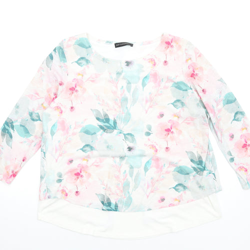 Just Elegance Womens Multicoloured Floral Polyester Basic T-Shirt Size 16 Round Neck