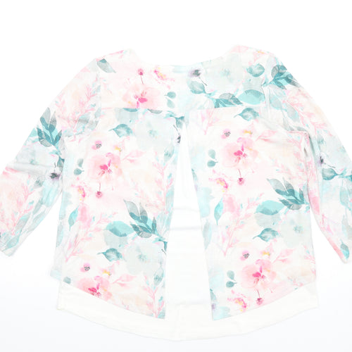 Just Elegance Womens Multicoloured Floral Polyester Basic T-Shirt Size 16 Round Neck