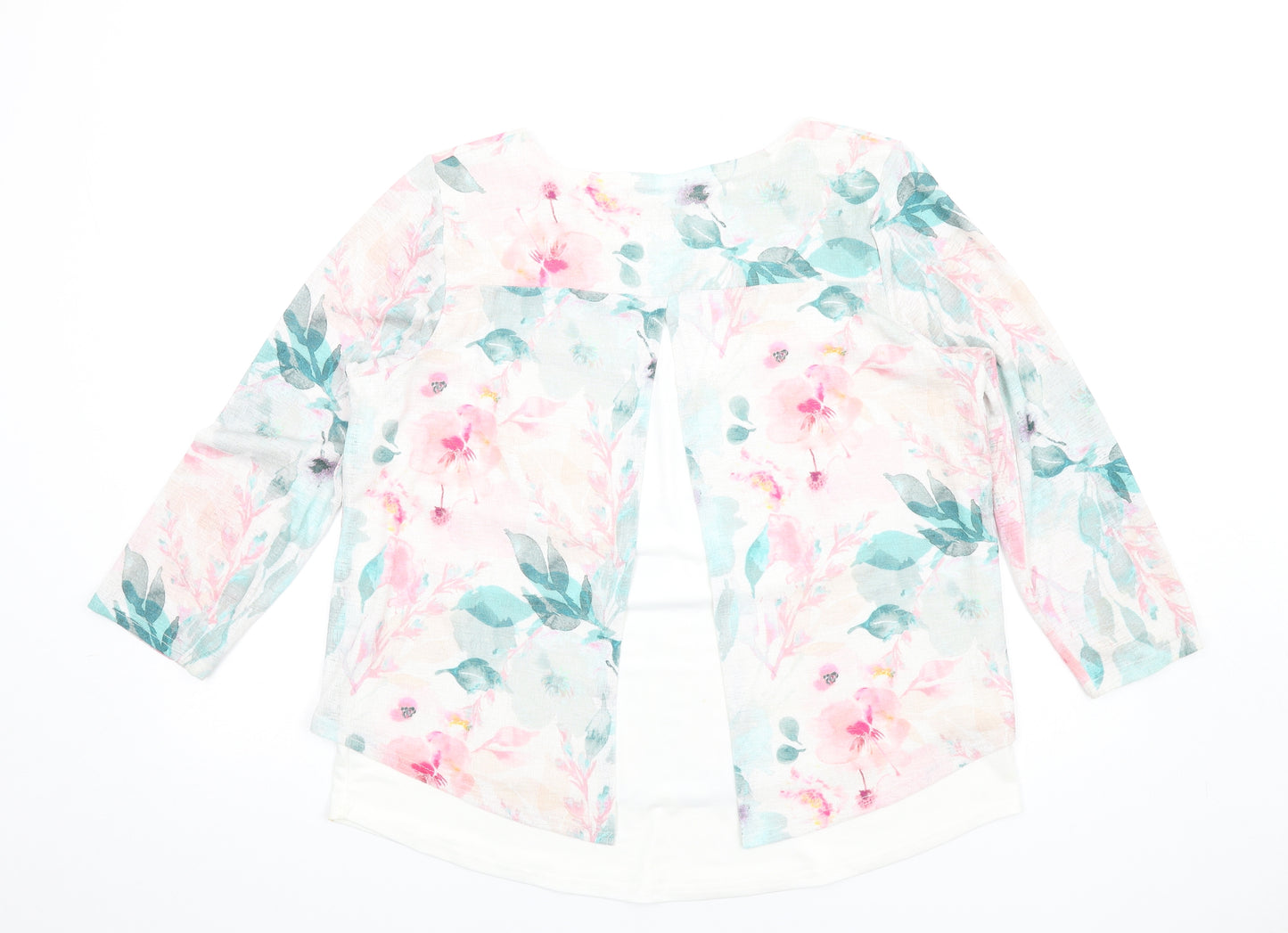 Just Elegance Womens Multicoloured Floral Polyester Basic T-Shirt Size 16 Round Neck