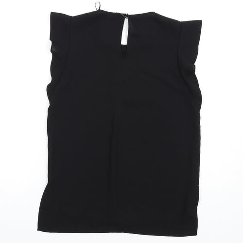 Zara Womens Black Polyester Basic T-Shirt Size XS Round Neck