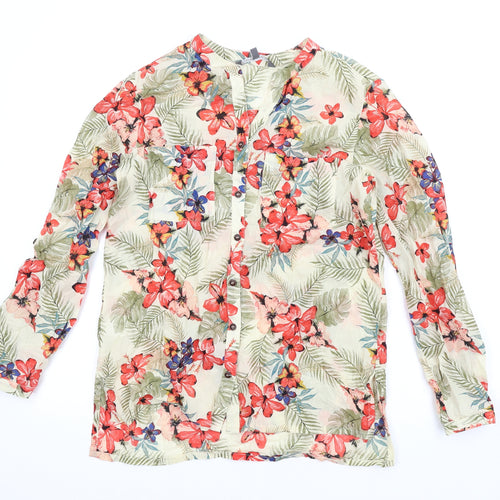 Laura Ashley Womens Multicoloured Floral Viscose Basic Button-Up Size 12 V-Neck