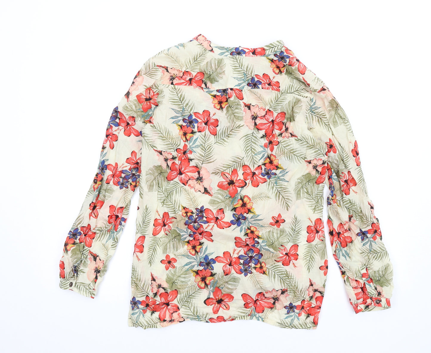 Laura Ashley Womens Multicoloured Floral Viscose Basic Button-Up Size 12 V-Neck