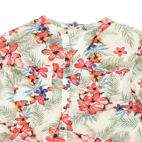 Laura Ashley Womens Multicoloured Floral Viscose Basic Button-Up Size 12 V-Neck
