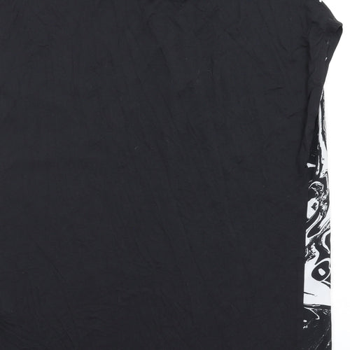 NEXT Womens Black Geometric Polyester Basic T-Shirt Size 16 Round Neck