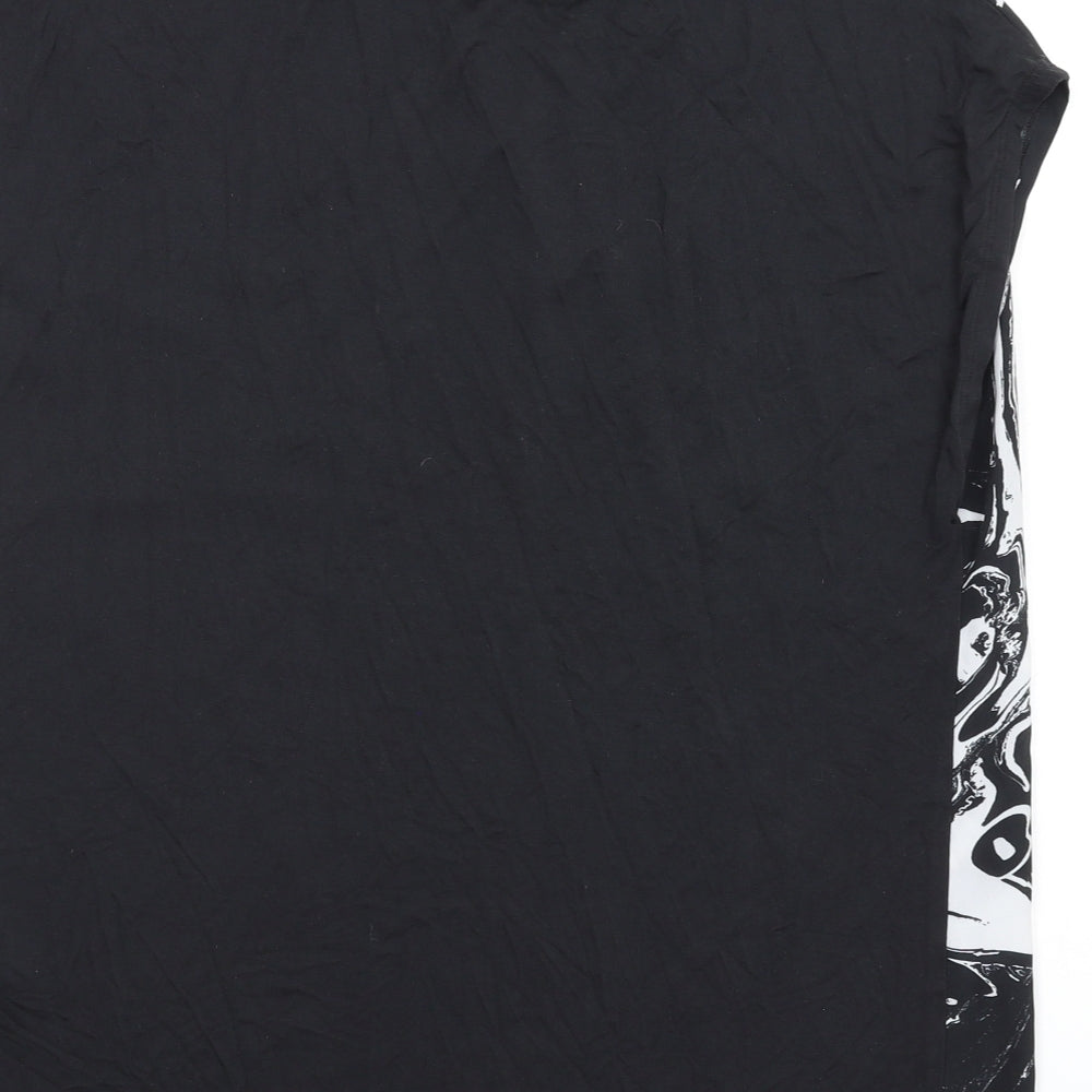 NEXT Womens Black Geometric Polyester Basic T-Shirt Size 16 Round Neck