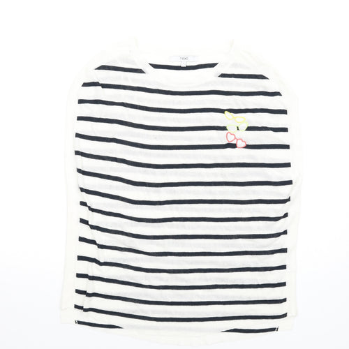 NEXT Womens Ivory Striped Acrylic Basic Tank Size S Round Neck