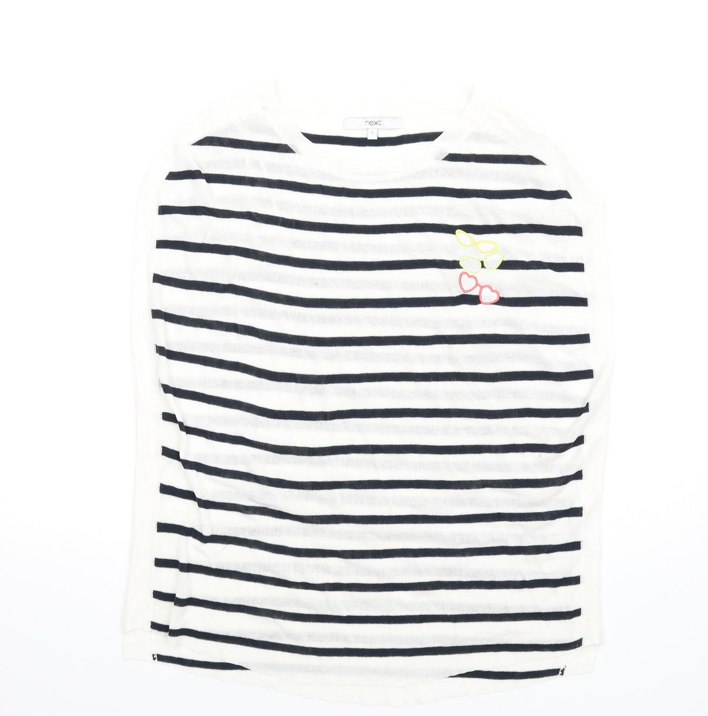 NEXT Womens Ivory Striped Acrylic Basic Tank Size S Round Neck