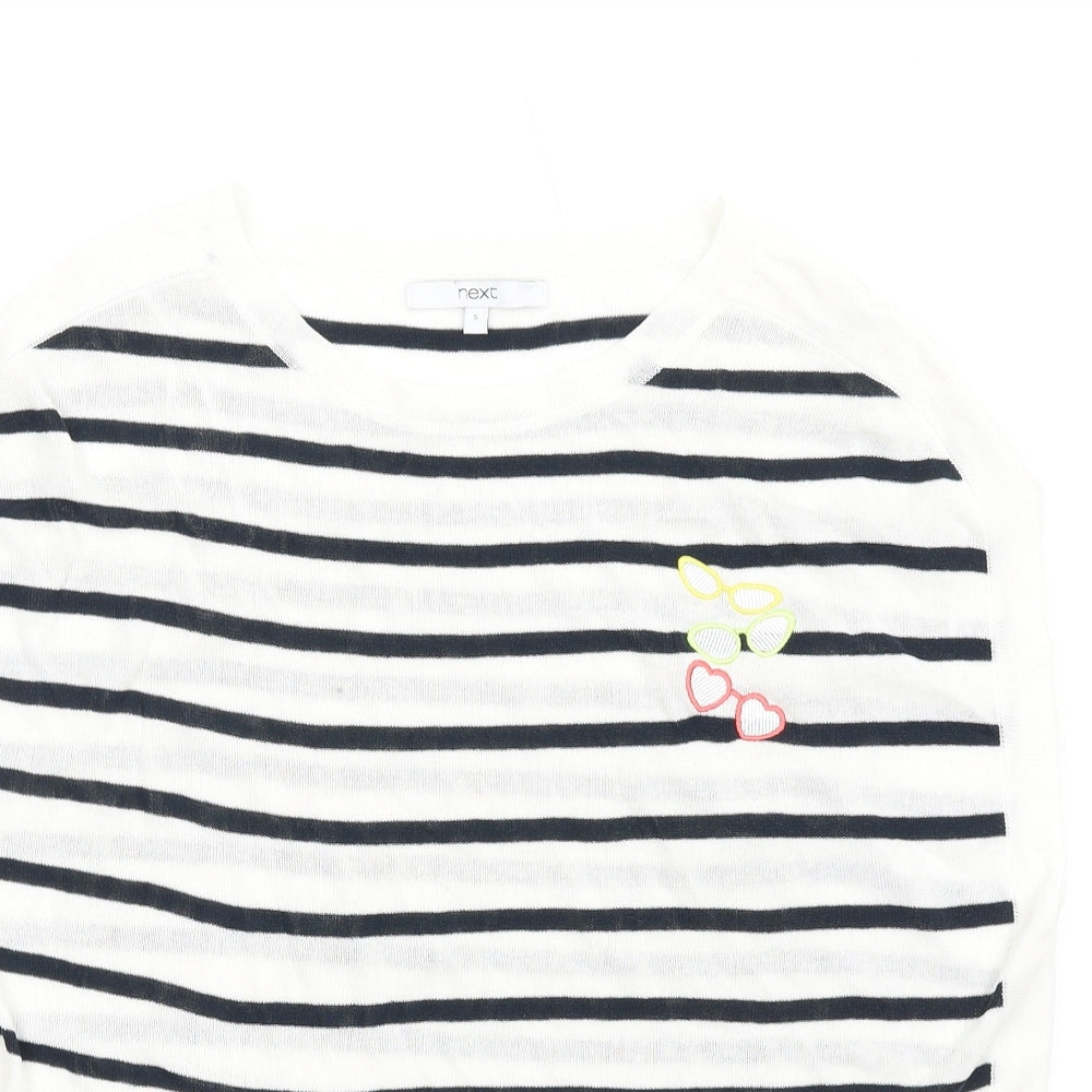 NEXT Womens Ivory Striped Acrylic Basic Tank Size S Round Neck