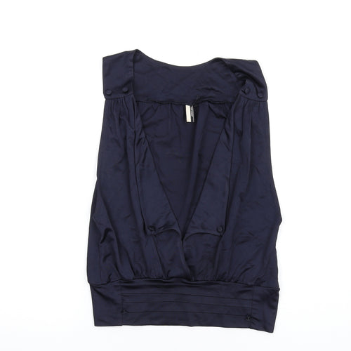 Topshop Womens Blue Viscose Basic Tank Size 10 V-Neck