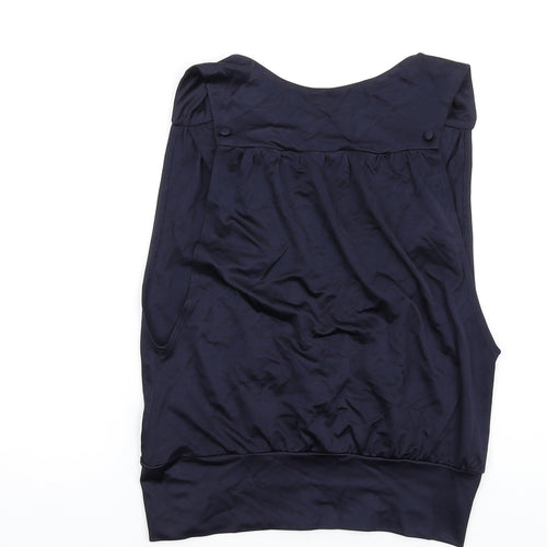 Topshop Womens Blue Viscose Basic Tank Size 10 V-Neck