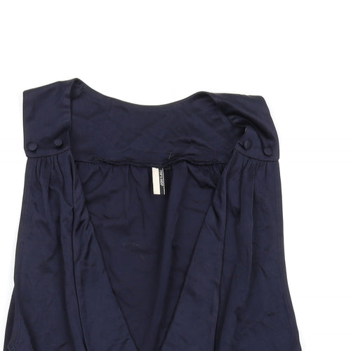 Topshop Womens Blue Viscose Basic Tank Size 10 V-Neck