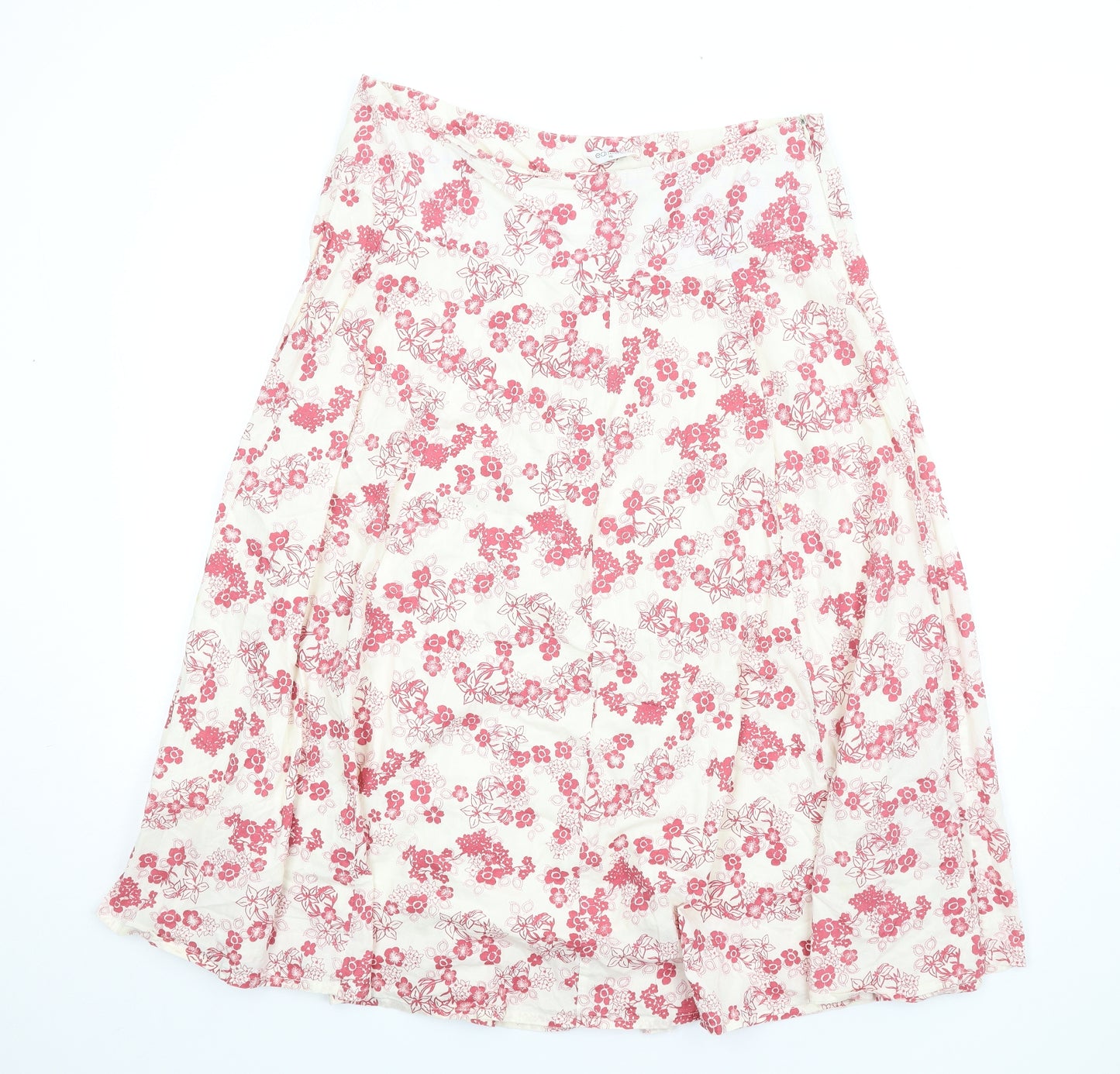 Editions Womens Ivory Floral Cotton A-Line Skirt Size 16 Zip