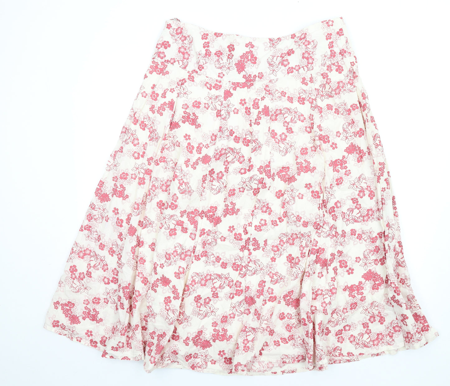 Editions Womens Ivory Floral Cotton A-Line Skirt Size 16 Zip