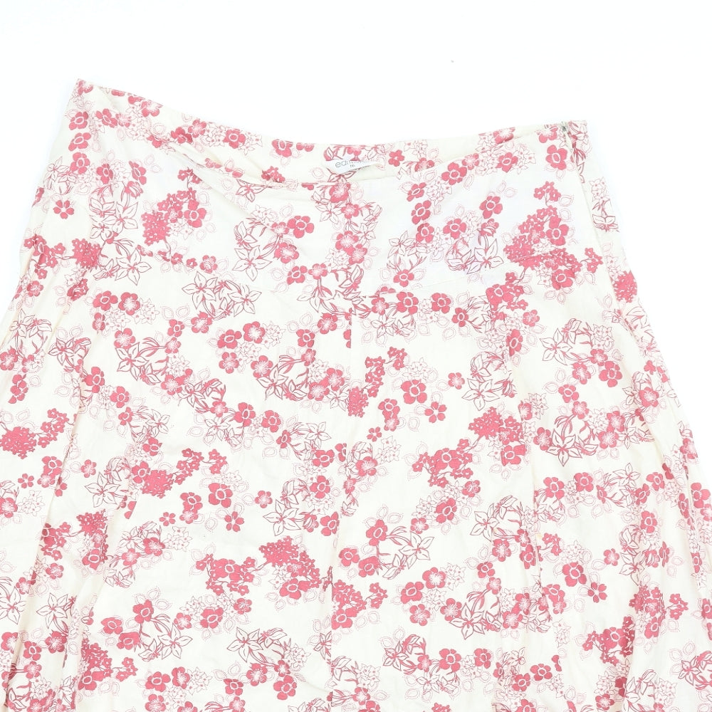 Editions Womens Ivory Floral Cotton A-Line Skirt Size 16 Zip