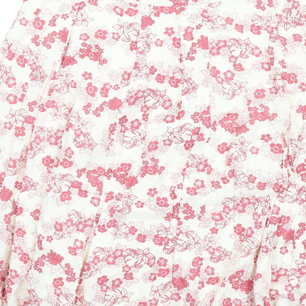 Editions Womens Ivory Floral Cotton A-Line Skirt Size 16 Zip