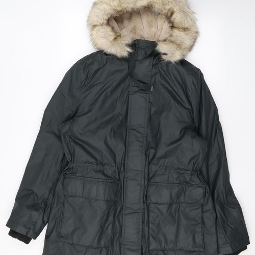 Marks and Spencer Womens Grey Rain Coat Coat Size 16 Zip