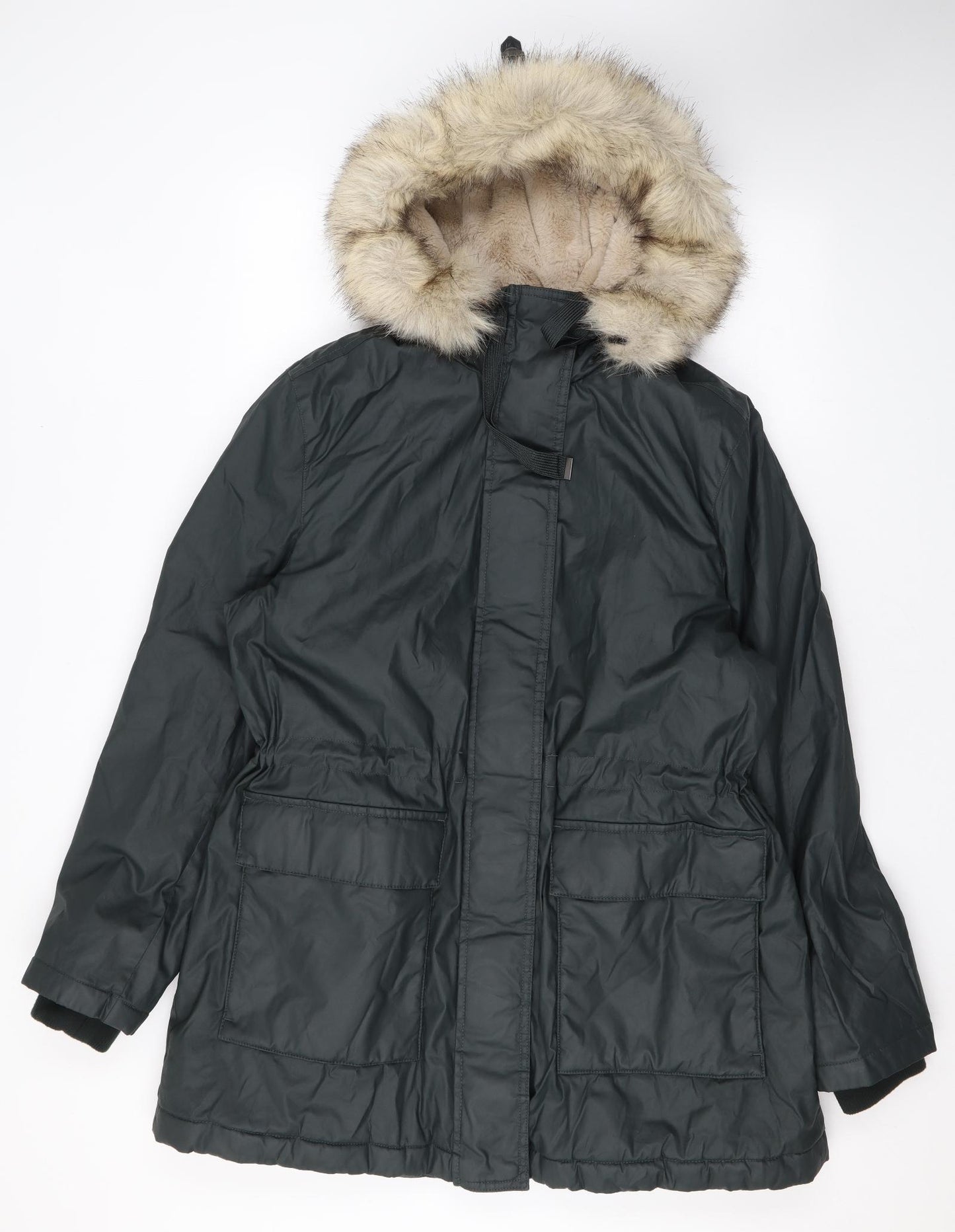 Marks and Spencer Womens Grey Rain Coat Coat Size 16 Zip