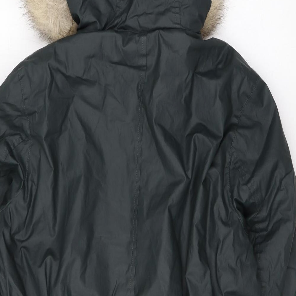 Marks and Spencer Womens Grey Rain Coat Coat Size 16 Zip