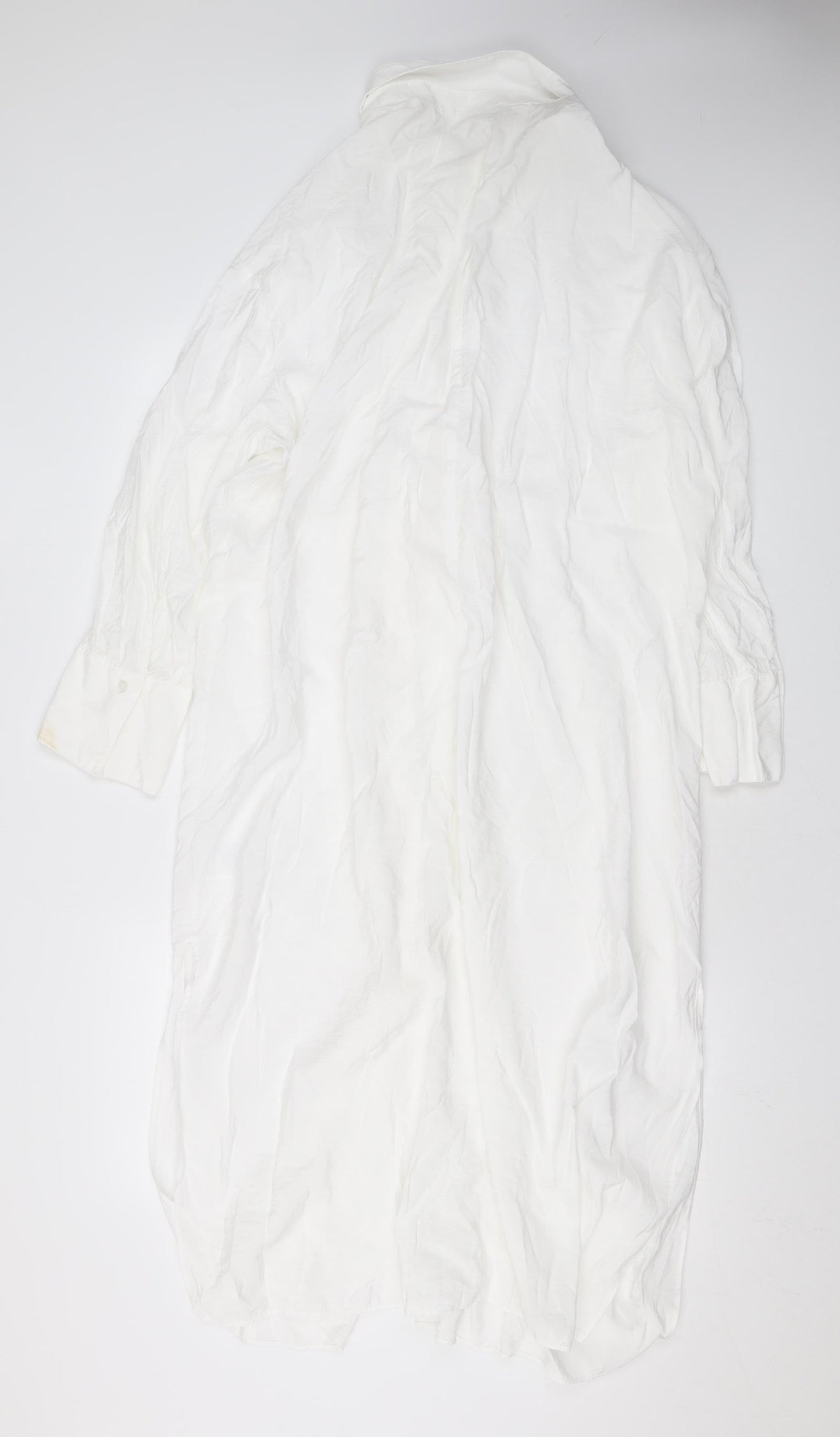 H&M Womens White Viscose Shirt Dress Size L Collared Button