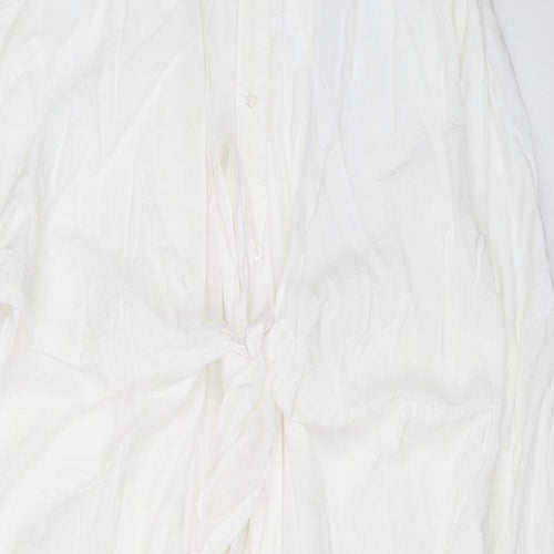 H&M Womens White Viscose Shirt Dress Size L Collared Button