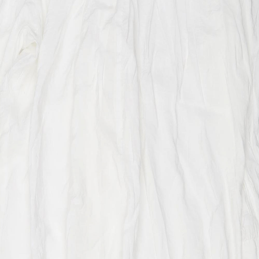 H&M Womens White Viscose Shirt Dress Size L Collared Button