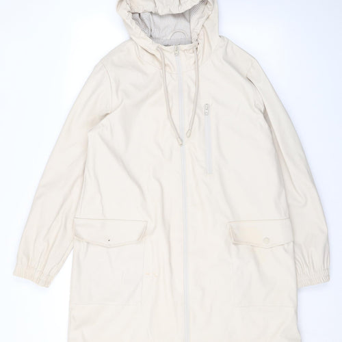Zara Womens Beige Rain Coat Coat Size M Zip