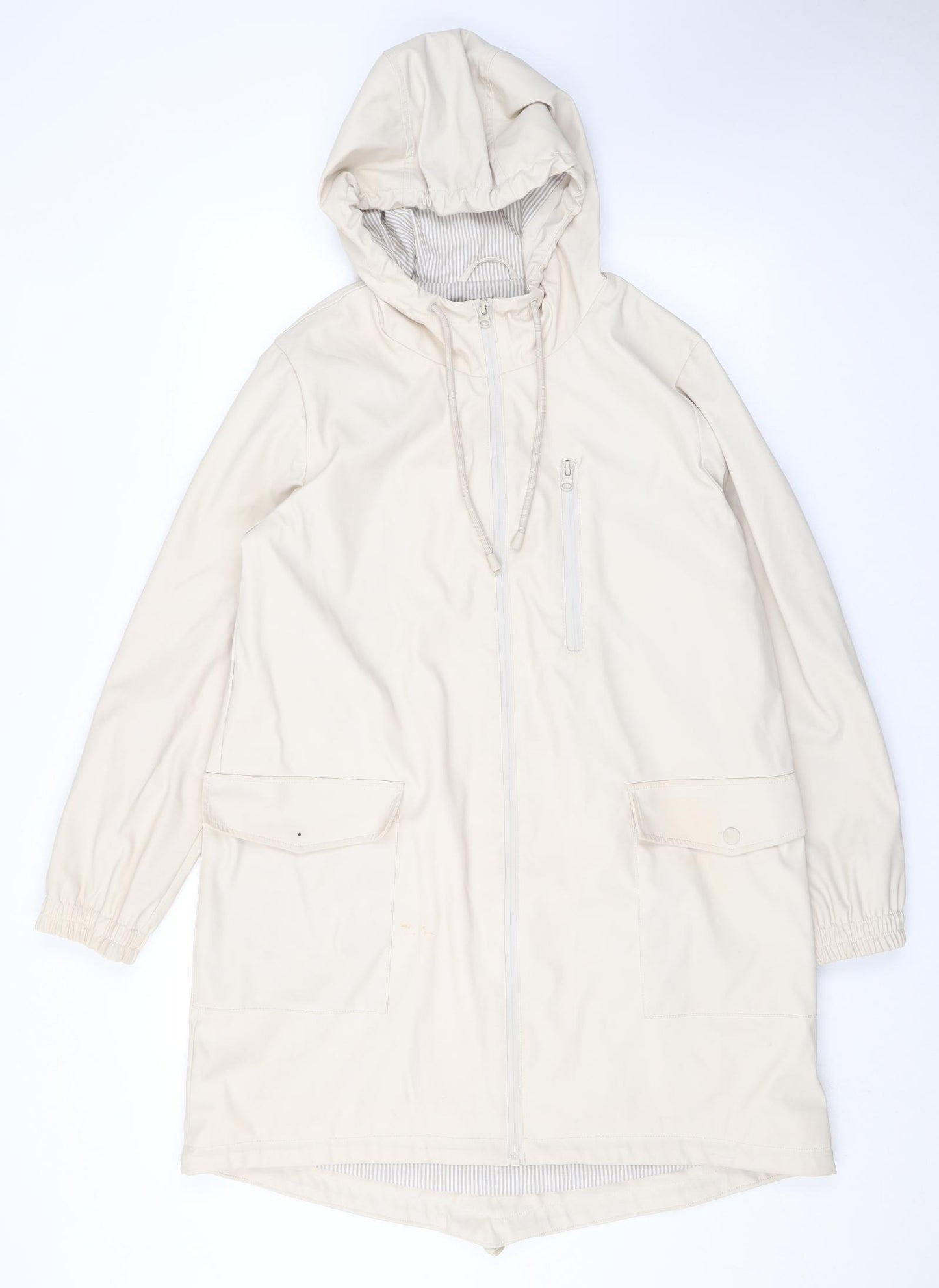 Zara Womens Beige Rain Coat Coat Size M Zip