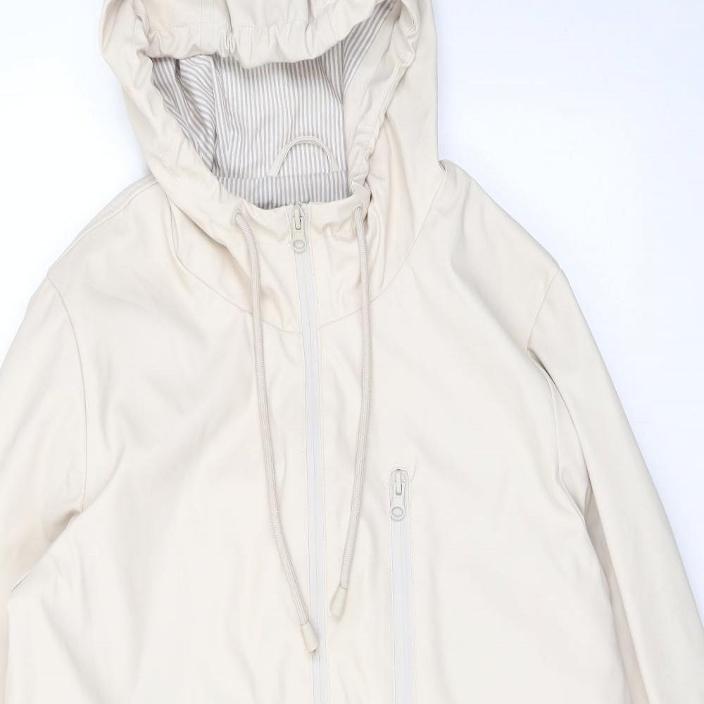 Zara Womens Beige Rain Coat Coat Size M Zip